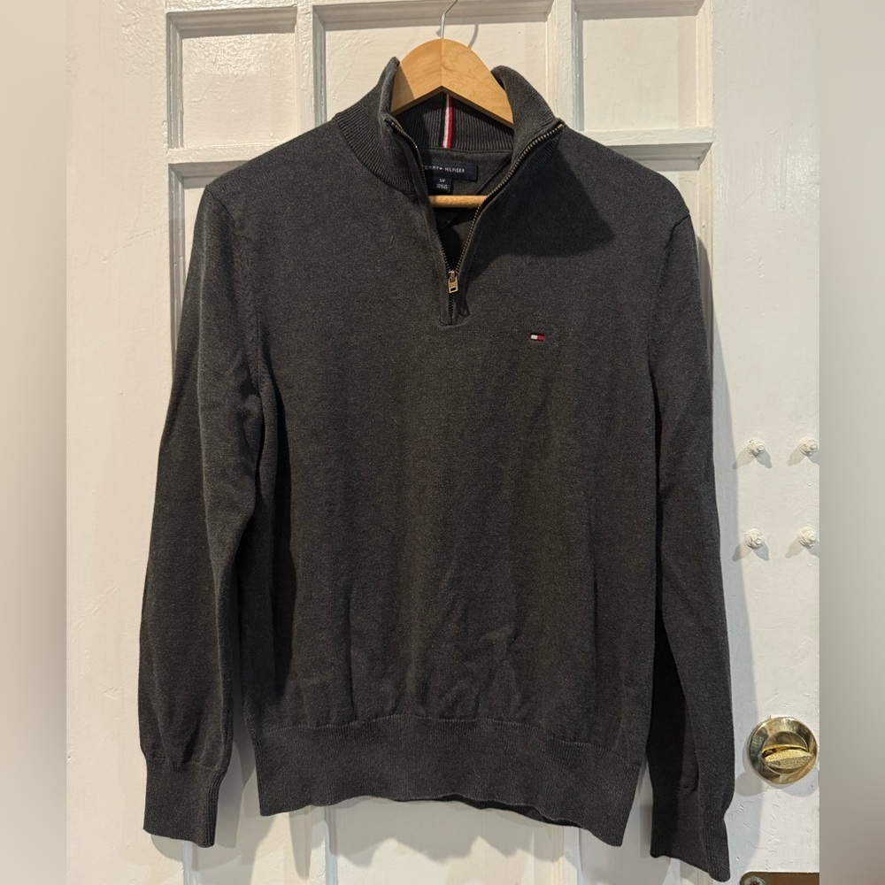 Tommy Hilfiger Men's Charcoal Zip-Up Sweater